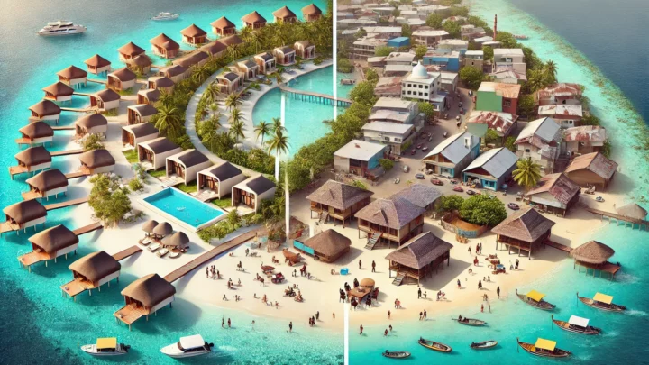 Der Unterschied zwischen einem Resort und einer Einheimischen Insel auf den Malediven