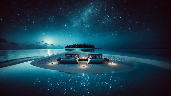 Erleben einer „Nacht unter den Sternen“ – schlafen Sie auf einer Sandbank unter freiem Himmel