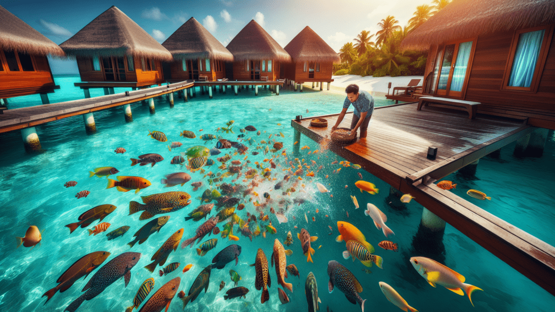 wie Fische in den Resorts gefüttert werden
