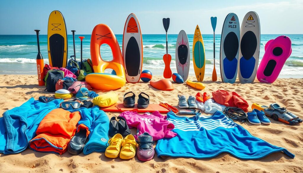 Strandutensilien für Aktivitäten am Wasser